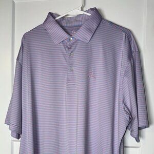 Rhoback Golf Polo XXL – Pink & Blue Striped – Excellent Condition!